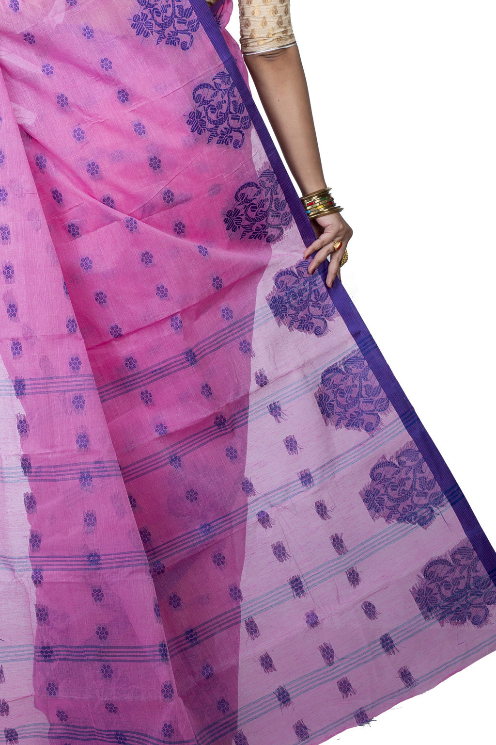 Pink Pure Cotton Botgach Tant Saree (543)